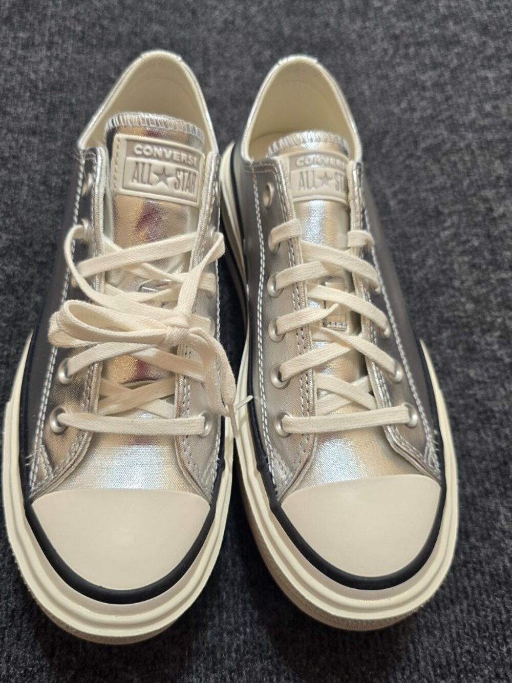 Converse Chuck Taylor Lift Double Stack Metallic Silver A16406C Men 6.5 Women 8. - Picture 2 of 6